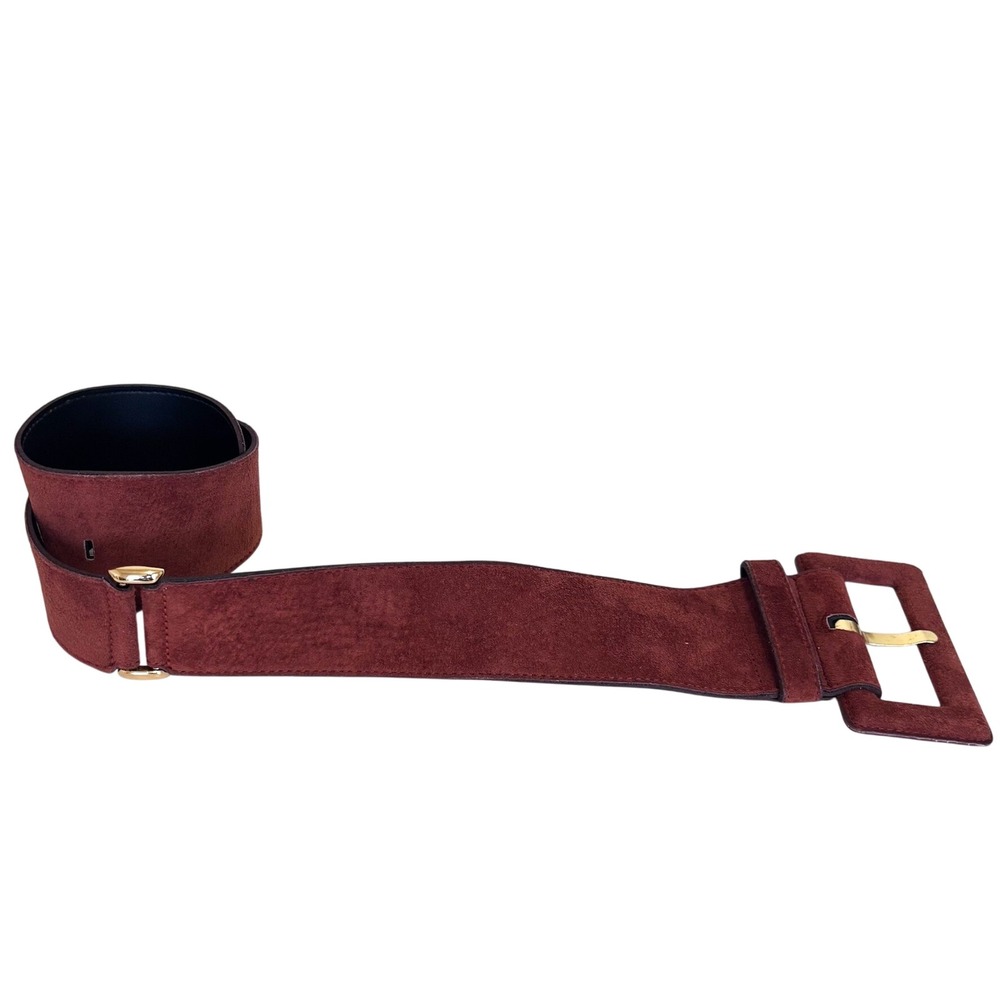 Express Vintage 80s Suede Statement Belt Small Rust Brown Chunky Wide Leather